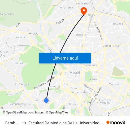 Carabanchel to Facultad De Medicina De La Universidad Autónoma De Madrid map