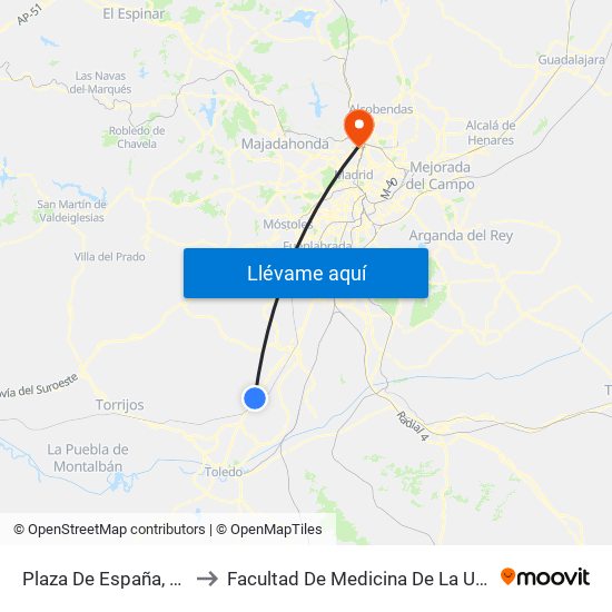 Plaza De España, Cabañas De La Sagra to Facultad De Medicina De La Universidad Autónoma De Madrid map