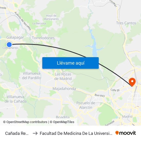 Cañada Real - Navazo to Facultad De Medicina De La Universidad Autónoma De Madrid map
