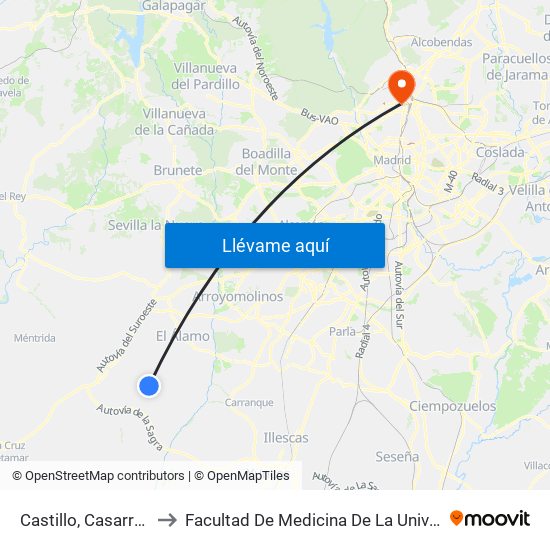 Castillo, Casarrubios Del Monte to Facultad De Medicina De La Universidad Autónoma De Madrid map