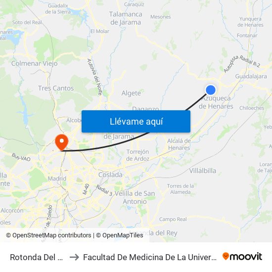Rotonda Del Tractor, Quer to Facultad De Medicina De La Universidad Autónoma De Madrid map