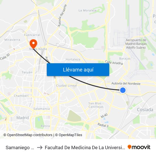 Samaniego - Campezo to Facultad De Medicina De La Universidad Autónoma De Madrid map