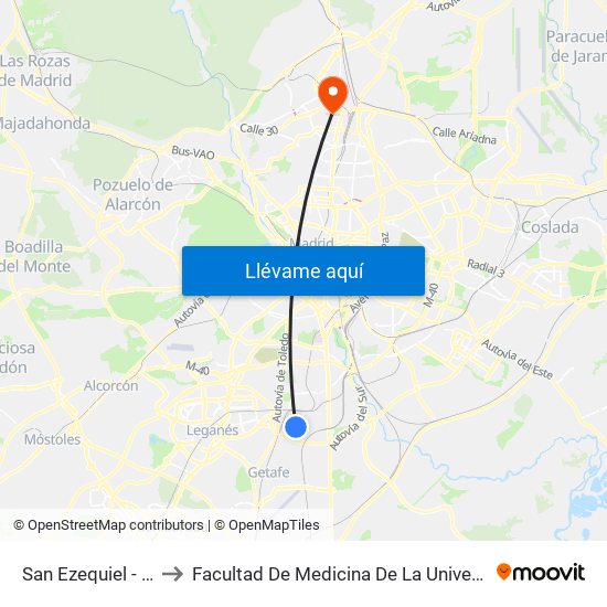 San Ezequiel - Real De Pinto to Facultad De Medicina De La Universidad Autónoma De Madrid map