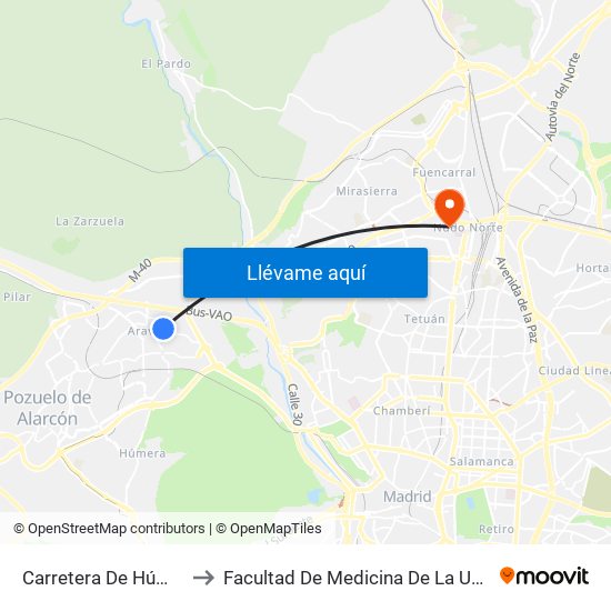 Carretera De Húmera - Fuente Del Rey to Facultad De Medicina De La Universidad Autónoma De Madrid map