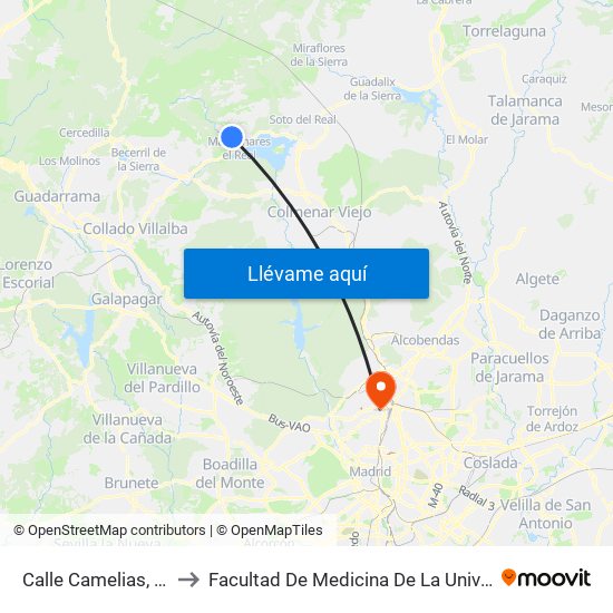 Calle Camelias, Esq. Calle Clavel to Facultad De Medicina De La Universidad Autónoma De Madrid map