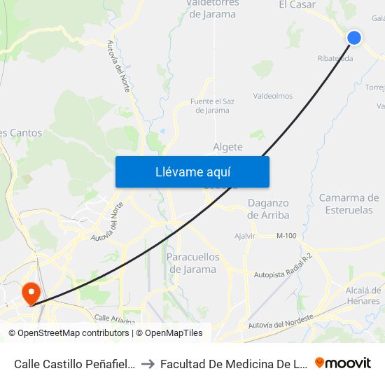 Calle Castillo Peñafiel, Urb. Parque De Las Castillas to Facultad De Medicina De La Universidad Autónoma De Madrid map