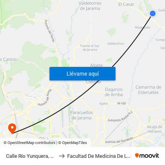 Calle Río Yunquera, Urb. Parque De Las Castillas to Facultad De Medicina De La Universidad Autónoma De Madrid map
