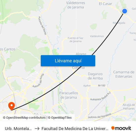 Urb. Montelar, Galápagos to Facultad De Medicina De La Universidad Autónoma De Madrid map