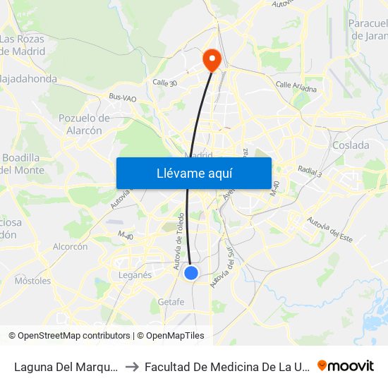 Laguna Del Marquesado - Real De Pinto to Facultad De Medicina De La Universidad Autónoma De Madrid map