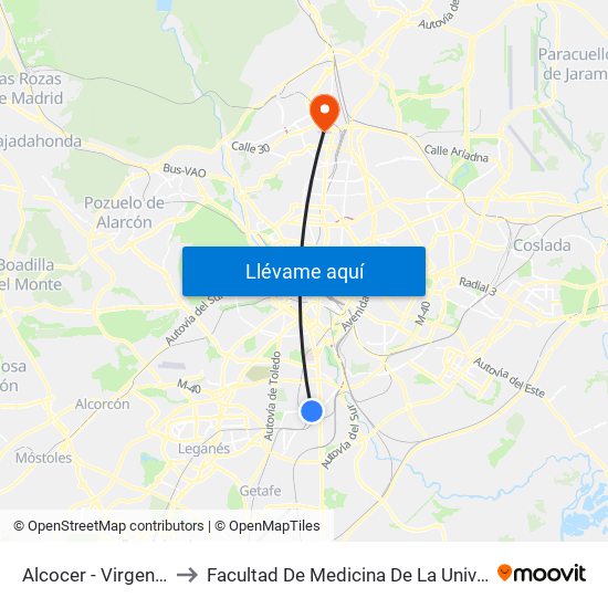 Alcocer - Virgen Desamparados to Facultad De Medicina De La Universidad Autónoma De Madrid map