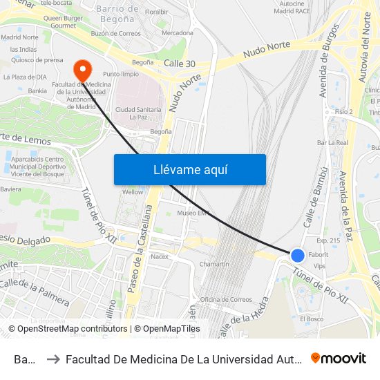 Bambú to Facultad De Medicina De La Universidad Autónoma De Madrid map
