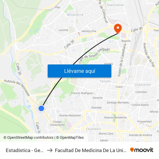 Estadística - Geografía E Historia to Facultad De Medicina De La Universidad Autónoma De Madrid map