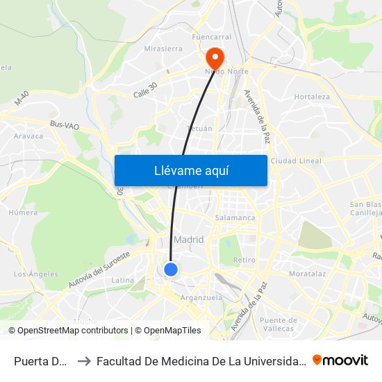 Puerta De Toledo to Facultad De Medicina De La Universidad Autónoma De Madrid map