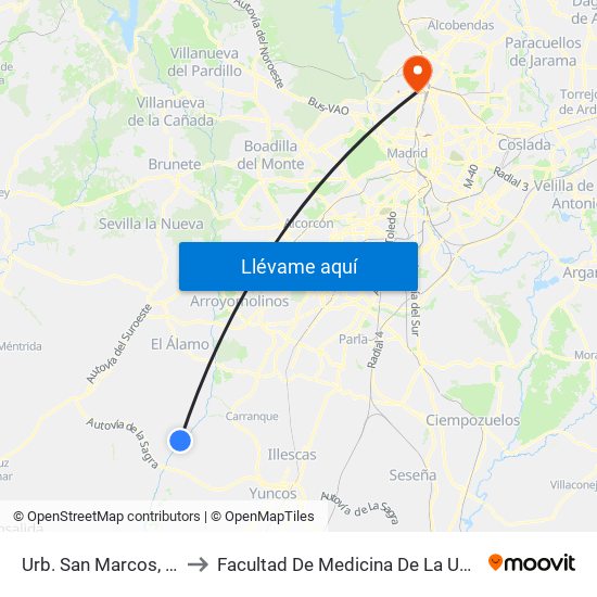 Urb. San Marcos, El Viso De San Juan to Facultad De Medicina De La Universidad Autónoma De Madrid map