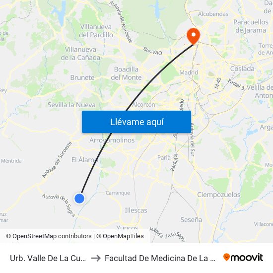 Urb. Valle De La Cuna, El Viso De San Juan to Facultad De Medicina De La Universidad Autónoma De Madrid map