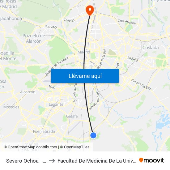 Severo Ochoa - Supermercados to Facultad De Medicina De La Universidad Autónoma De Madrid map