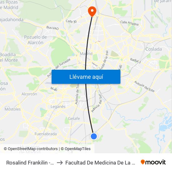 Rosalind Frankilin - Agustín De Betancour to Facultad De Medicina De La Universidad Autónoma De Madrid map