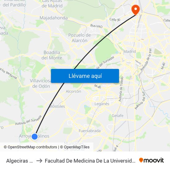 Algeciras - Almería to Facultad De Medicina De La Universidad Autónoma De Madrid map