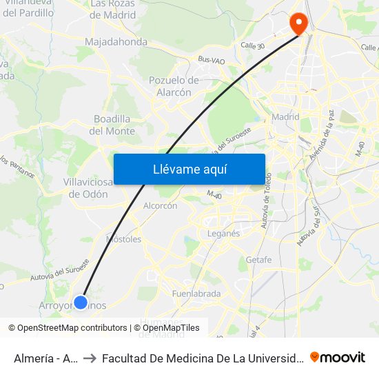 Almería - Ayamonte to Facultad De Medicina De La Universidad Autónoma De Madrid map
