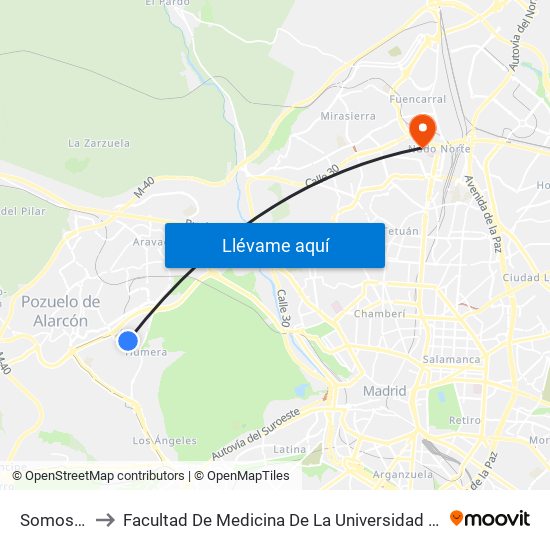 Somosaguas to Facultad De Medicina De La Universidad Autónoma De Madrid map