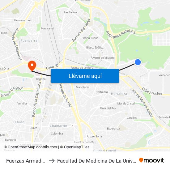 Fuerzas Armadas - Maragatería to Facultad De Medicina De La Universidad Autónoma De Madrid map