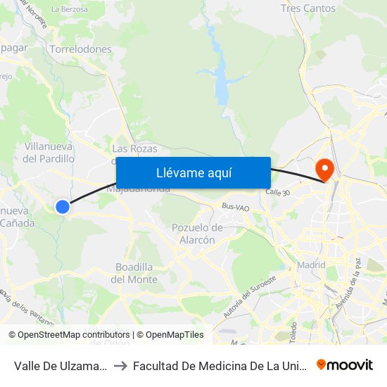 Valle De Ulzama - Valle Del Tiétar to Facultad De Medicina De La Universidad Autónoma De Madrid map