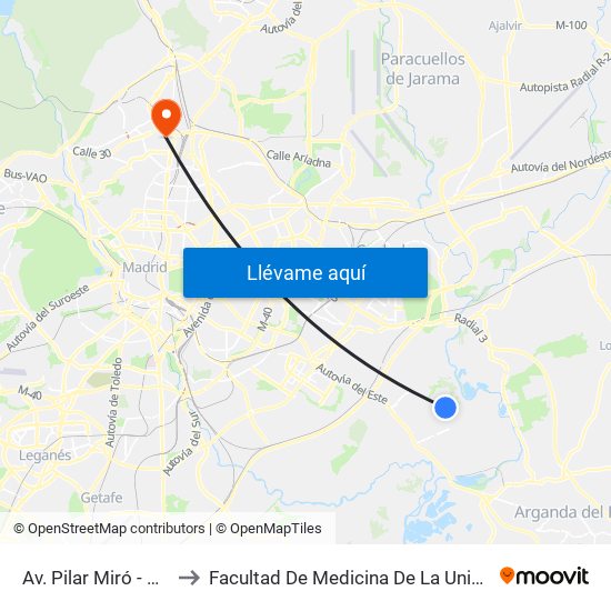 Av. Pilar Miró - Adolfo Marsillach to Facultad De Medicina De La Universidad Autónoma De Madrid map