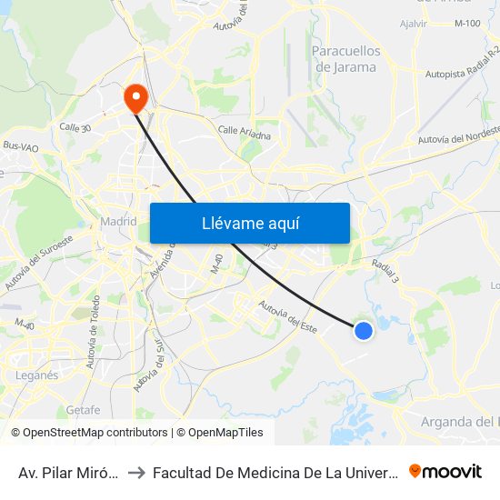 Av. Pilar Miró - Jovellanos to Facultad De Medicina De La Universidad Autónoma De Madrid map