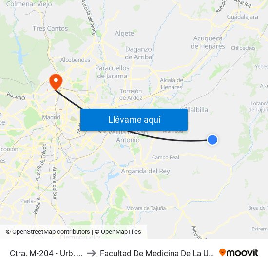 Ctra. M-204 - Urb. El Mirador De Baztán to Facultad De Medicina De La Universidad Autónoma De Madrid map