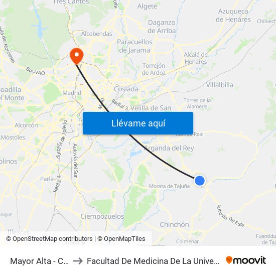Mayor Alta - C.º De La Rana to Facultad De Medicina De La Universidad Autónoma De Madrid map