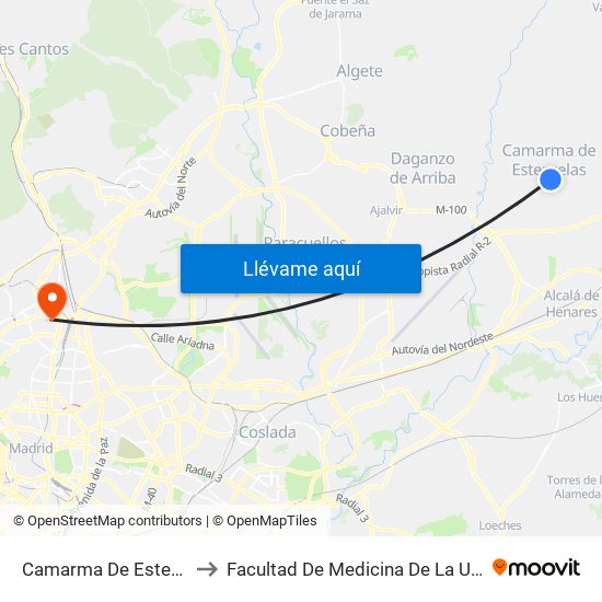 Camarma De Esteruelas - Ayuntamiento to Facultad De Medicina De La Universidad Autónoma De Madrid map