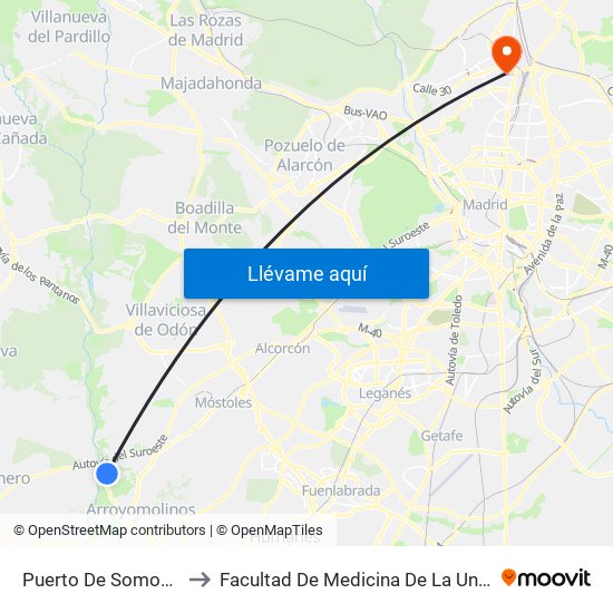 Puerto De Somosierra - Ctra. M-413 to Facultad De Medicina De La Universidad Autónoma De Madrid map