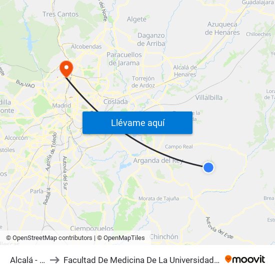 Alcalá - Mayor to Facultad De Medicina De La Universidad Autónoma De Madrid map