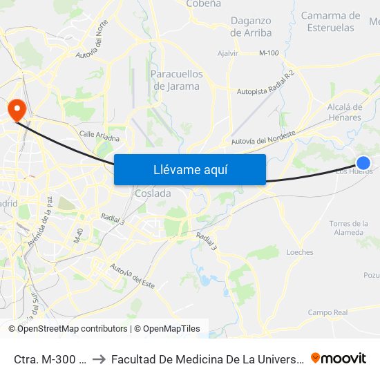 Ctra. M-300 - El Gurugú to Facultad De Medicina De La Universidad Autónoma De Madrid map