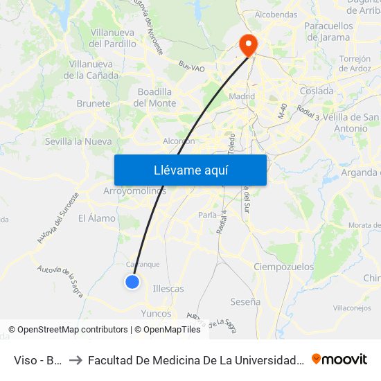 Viso - Báscula to Facultad De Medicina De La Universidad Autónoma De Madrid map