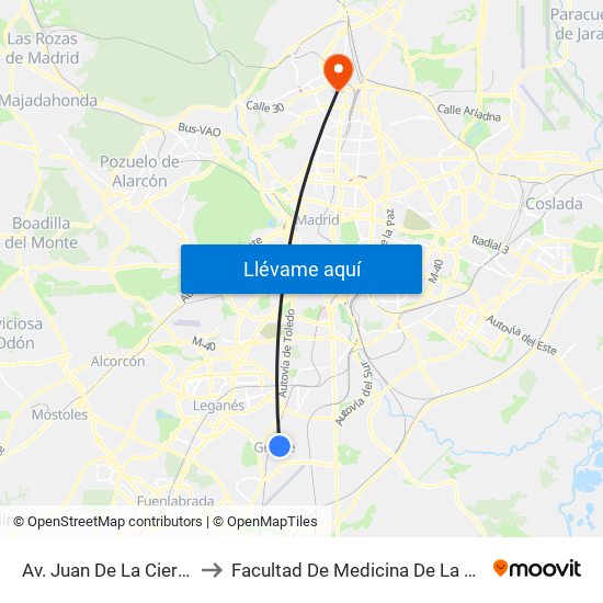 Av. Juan De La Cierva - Pza. San Sebastián to Facultad De Medicina De La Universidad Autónoma De Madrid map