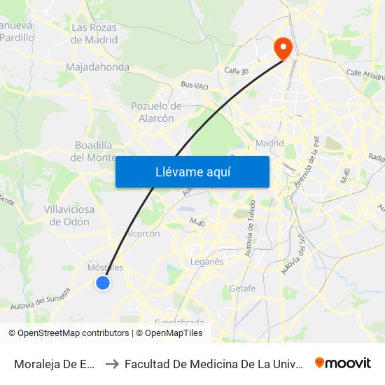 Moraleja De Enmedio - Roma to Facultad De Medicina De La Universidad Autónoma De Madrid map