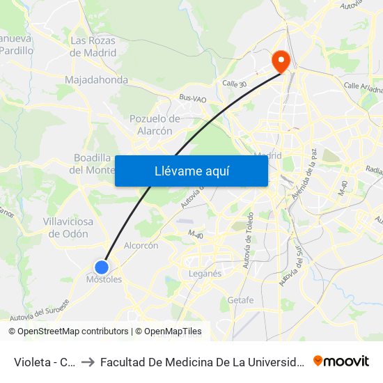 Violeta - Caléndula to Facultad De Medicina De La Universidad Autónoma De Madrid map