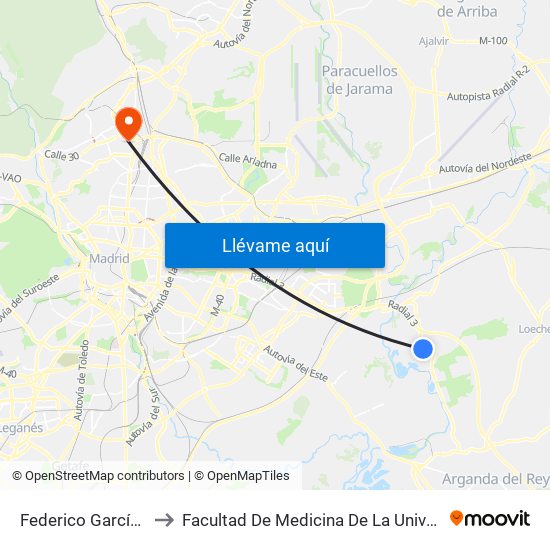 Federico García Lorca - Mirlos to Facultad De Medicina De La Universidad Autónoma De Madrid map