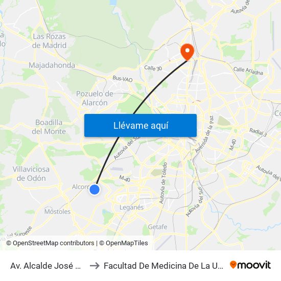 Av. Alcalde José Aranda - Porto Cristo to Facultad De Medicina De La Universidad Autónoma De Madrid map