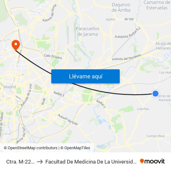Ctra. M-225 - Milán to Facultad De Medicina De La Universidad Autónoma De Madrid map