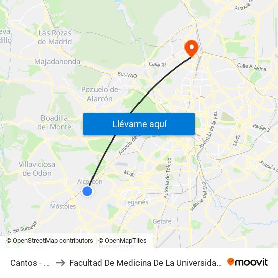 Cantos - Zamora to Facultad De Medicina De La Universidad Autónoma De Madrid map