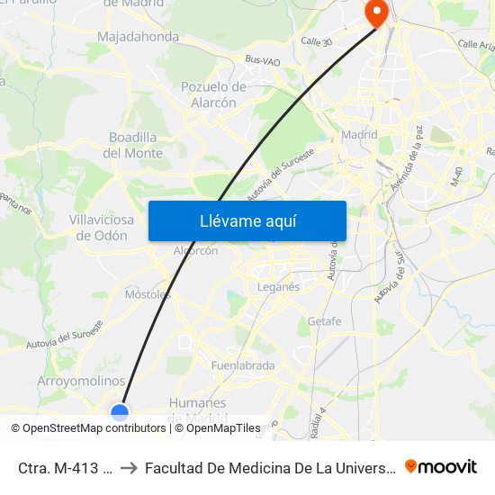 Ctra. M-413 - Cerámica to Facultad De Medicina De La Universidad Autónoma De Madrid map