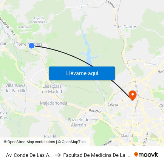 Av. Conde De Las Almenas - Arturo Pacios to Facultad De Medicina De La Universidad Autónoma De Madrid map