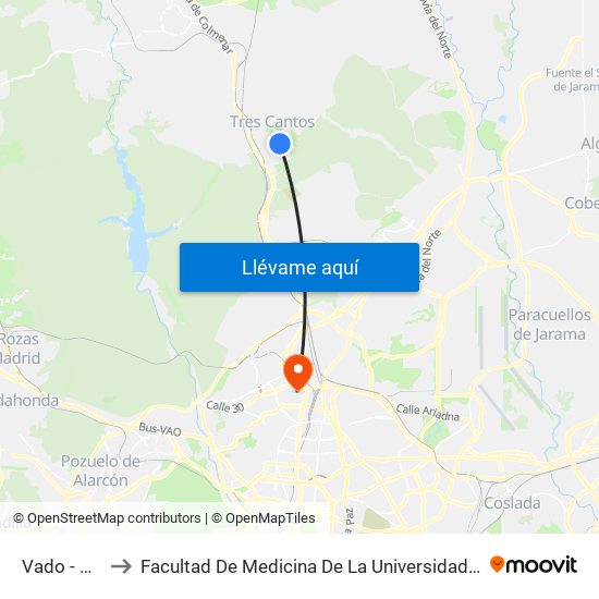 Vado - Colegio to Facultad De Medicina De La Universidad Autónoma De Madrid map