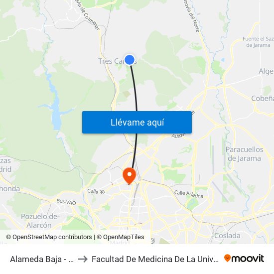 Alameda Baja - Despeñaperros to Facultad De Medicina De La Universidad Autónoma De Madrid map