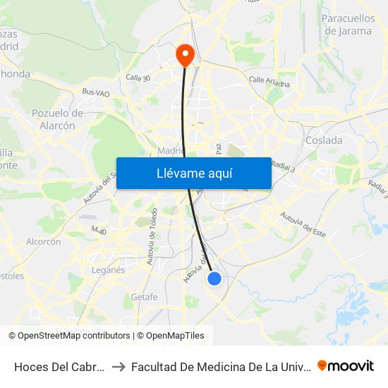 Hoces Del Cabriel - Groenlandia to Facultad De Medicina De La Universidad Autónoma De Madrid map