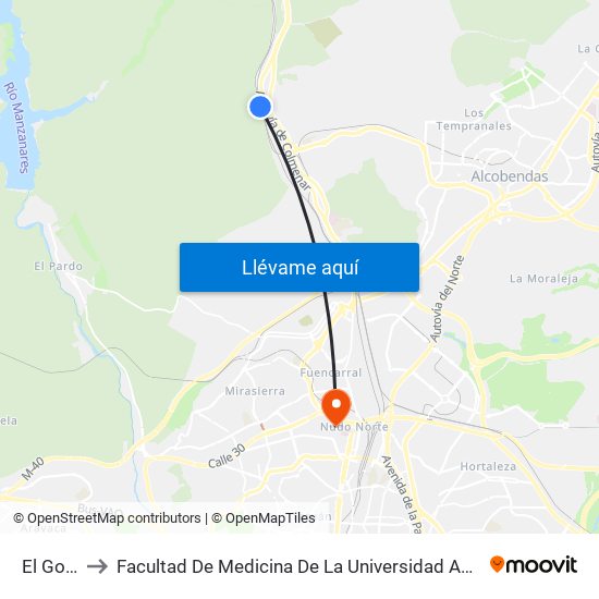 El Goloso to Facultad De Medicina De La Universidad Autónoma De Madrid map