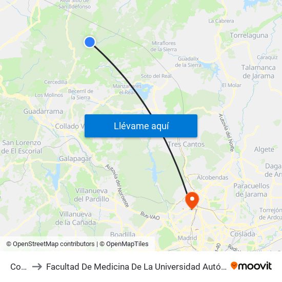 Cotos to Facultad De Medicina De La Universidad Autónoma De Madrid map