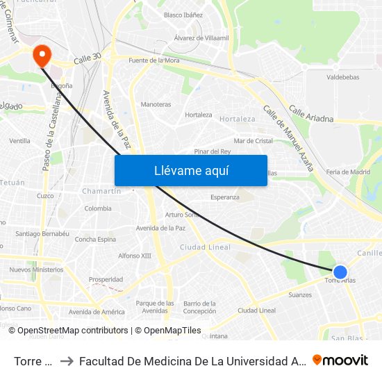 Torre Arias to Facultad De Medicina De La Universidad Autónoma De Madrid map